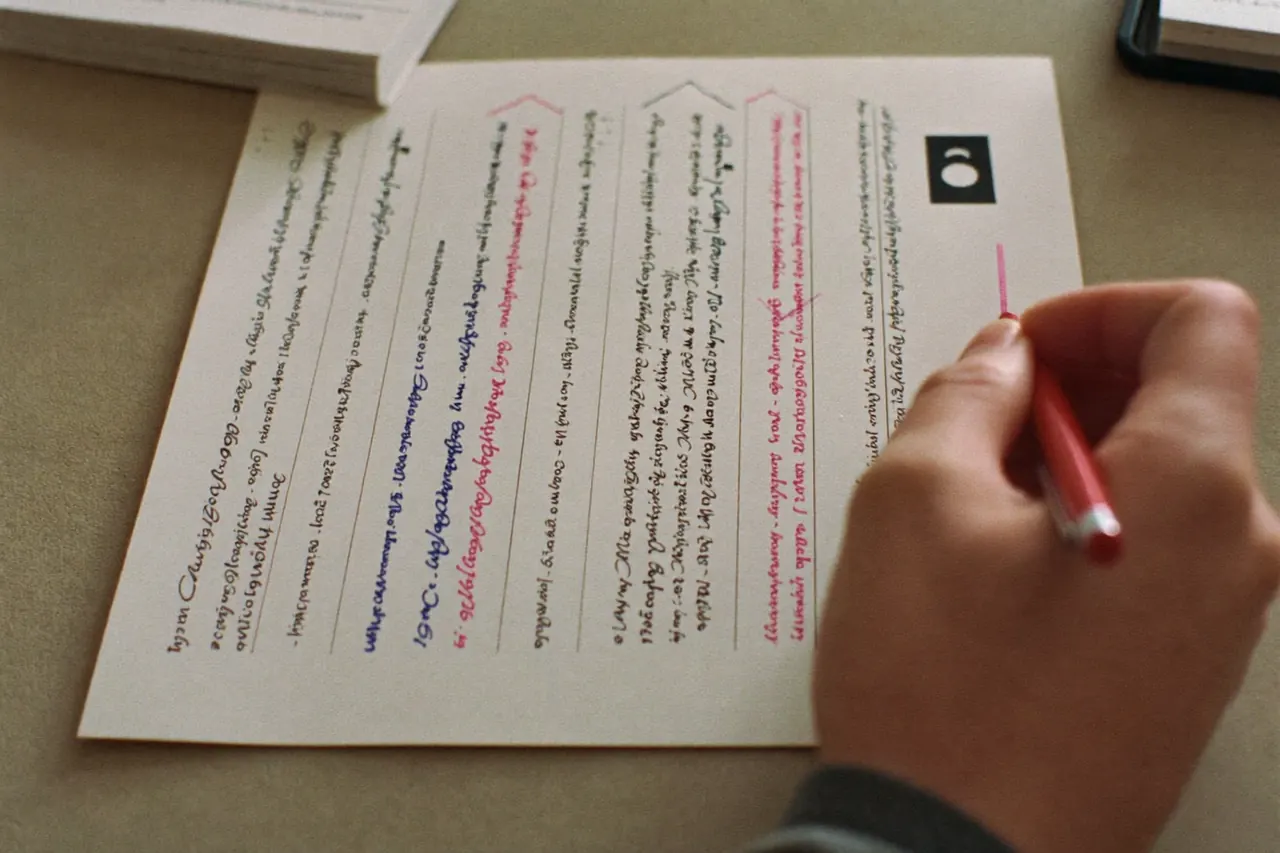 An editor annotating a double glazing quote with a red pen